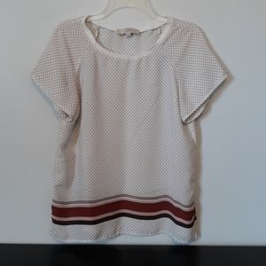 Loft Ann Taylor White w/Black Dots Blouse, size S